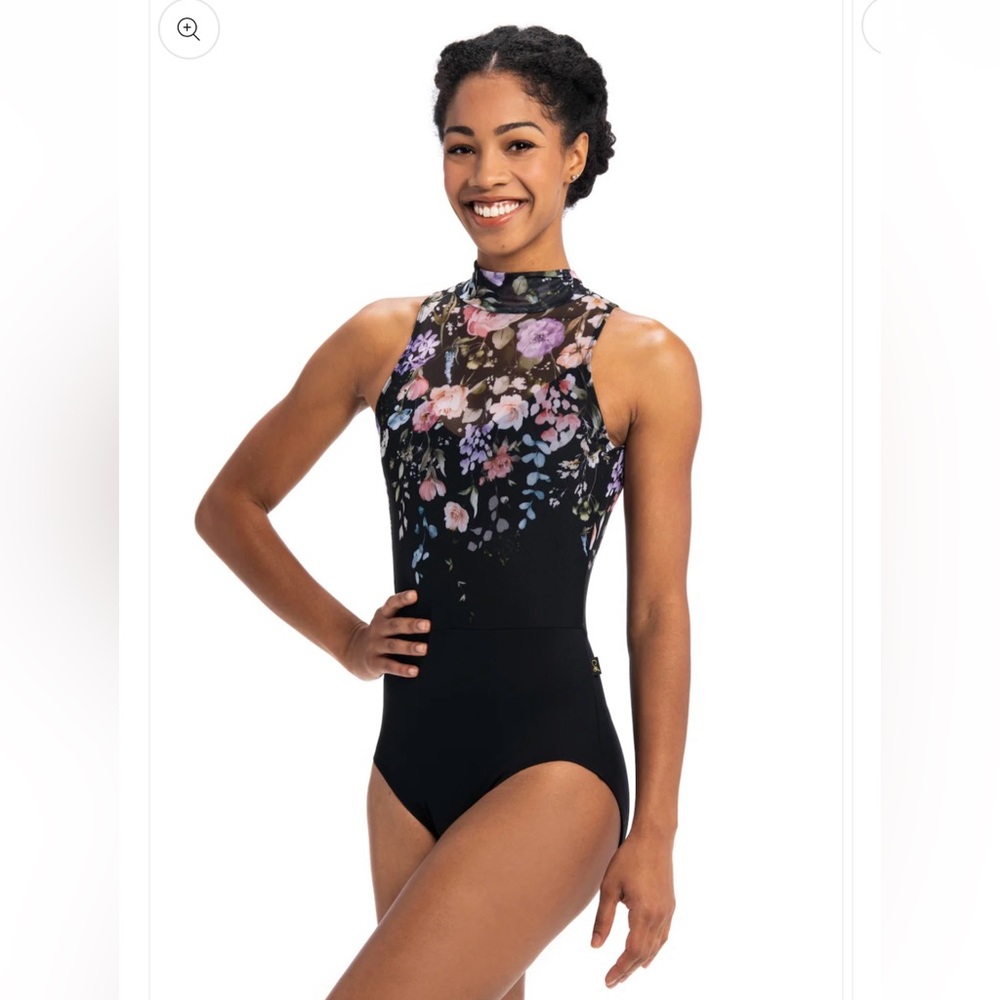 Ainsliewear Gwyneth leotard with Flora Print Mesh - XL
